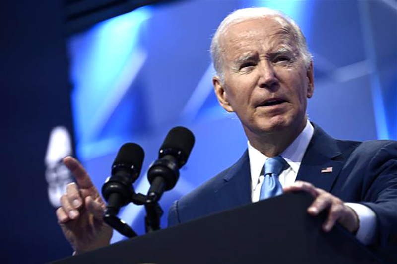 Tổng thống Biden dường như chắc chắc là ứng cử viên của Đảng Dân chủ cho cuộc đua trở lại Nhà Trắng năm 2024. Ảnh: AFP