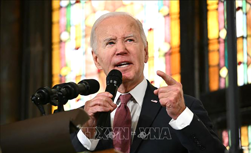 Tổng thống Mỹ Joe Biden phát biểu trong cuộc vận động tranh cử ở Charleston, bang South Carolina ngày 8/1/2024. Ảnh: AFP/TTXVN