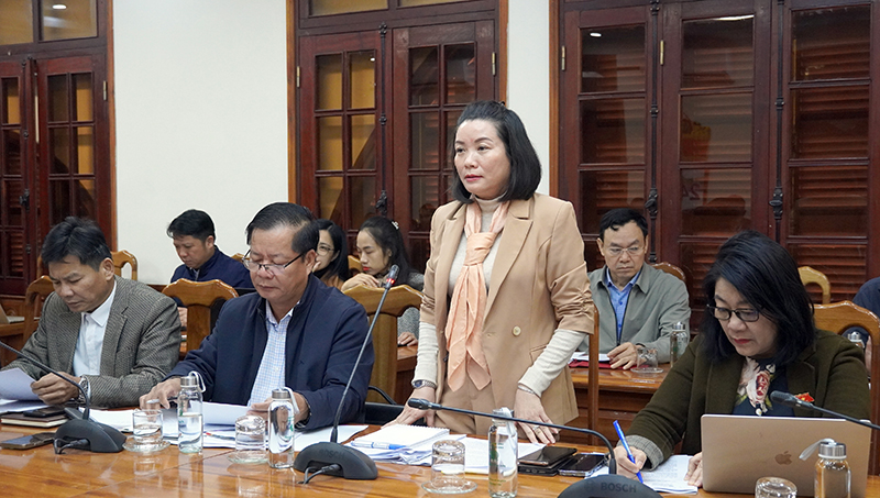 Đồng chí Phó trưởng đoàn ĐBQH tỉnh Nguyễn Minh Tâm đặt vấn đề tại buổi giám sát