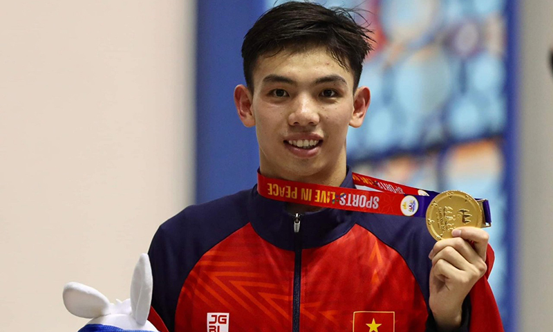 Vận động viên Nguyễn Huy Hoàng đạt chuẩn A dự Olympic Paris 2024. Ảnh: T.L