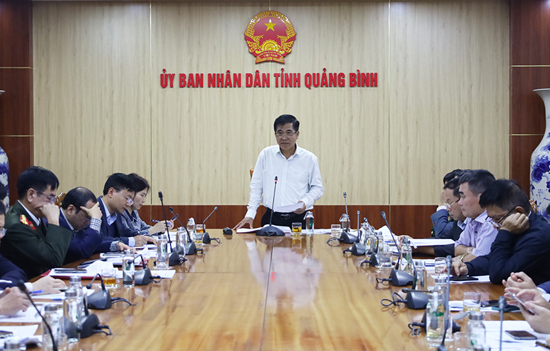 Đồng chí Phó Chủ tịch Thường trực UBND tỉnh Đoàn Ngọc Lâm phát biểu kết luận tại cuộc họp.