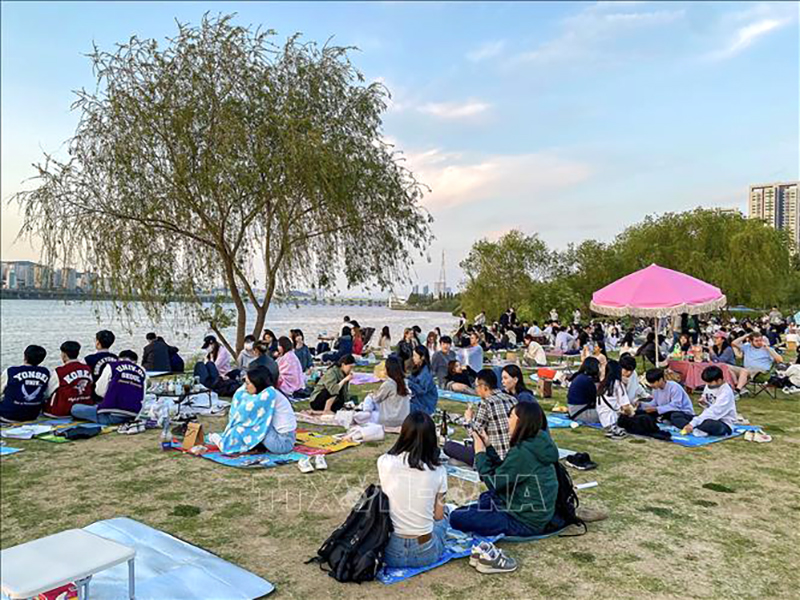 Công viên Sông Hàn luôn là điểm đến lý tưởng của giới trẻ Seoul khi thời tiết ấm lên. Ảnh tư liệu: Anh Nguyên/PV TTXVN tại Hàn Quốc