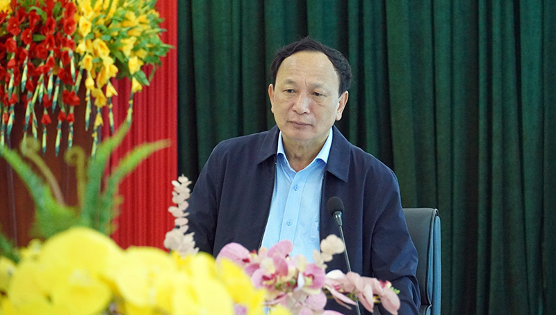 Đồng chí Phó Bí thư Thường trực Tỉnh ủy, Chủ tịch HĐND tỉnh Trần Hải Châu phát biểu tại buổi làm việc