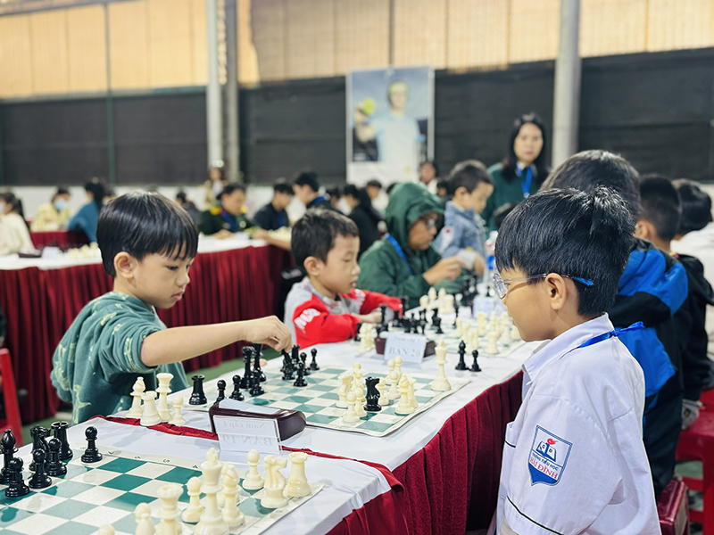 VĐV tham gia thi đấu môn cờ vua, lứa tuổi từ 11 tuổi trở xuống. 