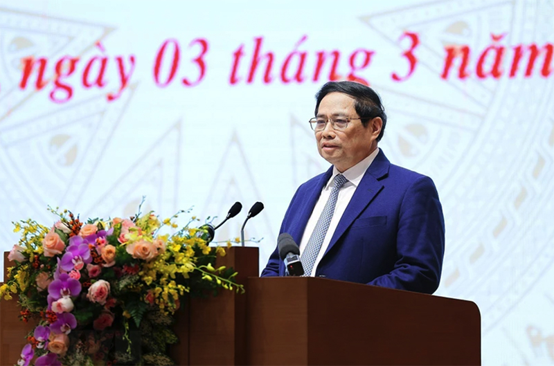 Thủ tướng Phạm Minh Chính phát biểu khai mạc Hội nghị. (Ảnh: Dương Giang/TTXVN)