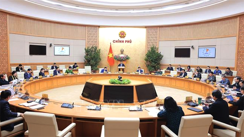 Phiên họp Chính phủ chuyên đề về xây dựng pháp luật tháng 2/2024. Ảnh: Dương Giang/TTXVN