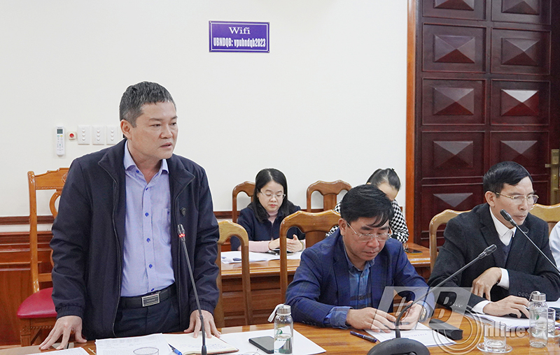 Đồng chí Phó Chủ tịch UBND tỉnh Phan Phong Phú phát biểu tại buổi làm việc.