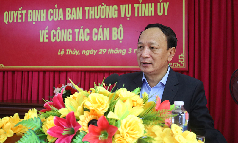 Đồng chí Phó Bí thư Thường trực Tỉnh ủy Trần Hải Châu phát biểu tại buổi lễ.