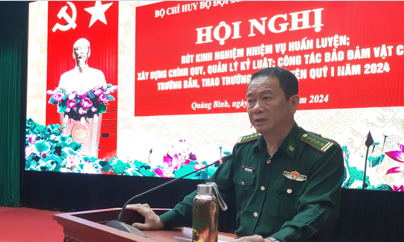 Đại tá Trịnh Thanh Bình, Chỉ huy trưởng BĐBP tỉnh phát biểu chỉ đạo hội nghị.
