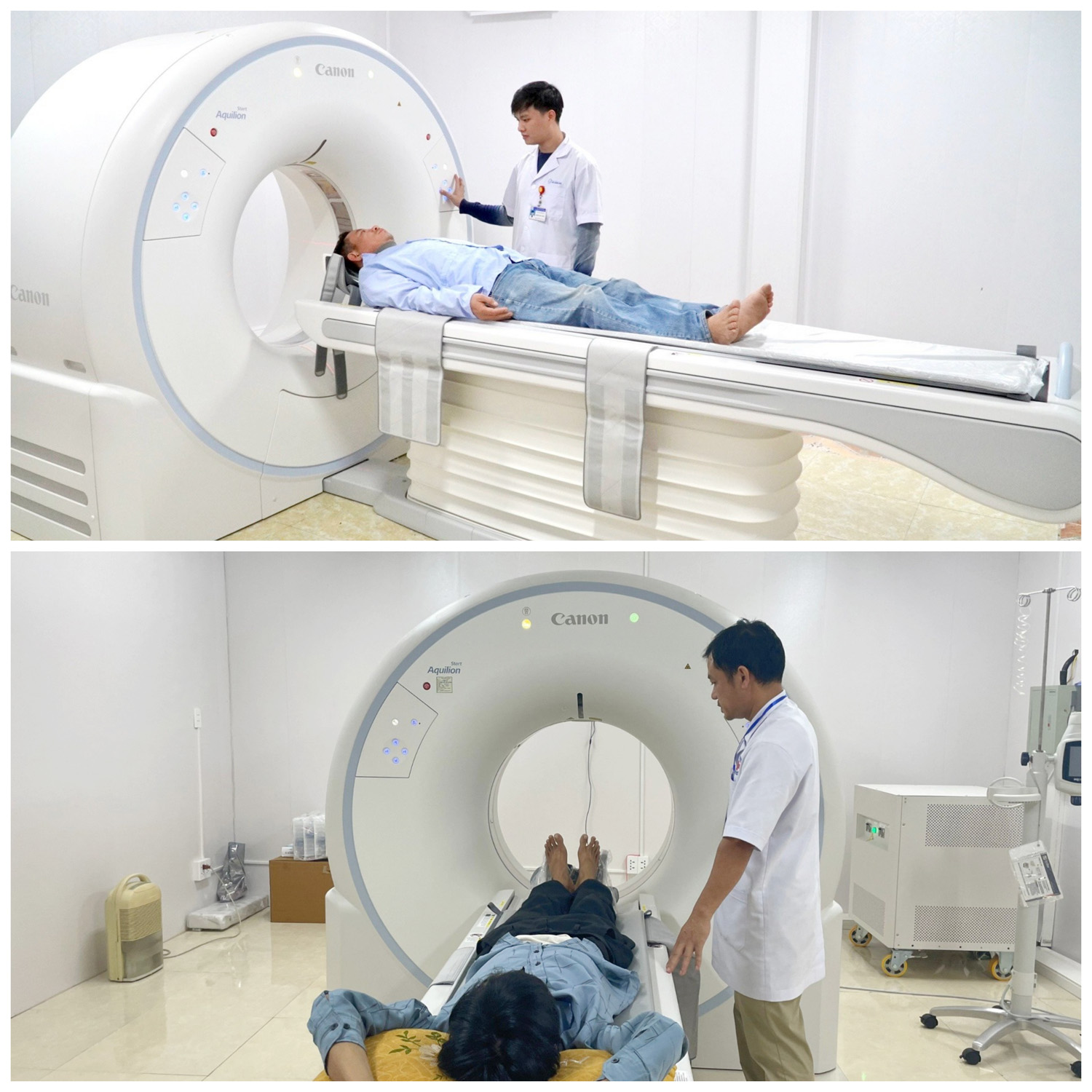 Những bệnh nhân đầu tiên được sử dụng hệ thống máy chụp CT-Scanner để chẩn đoán và điều tại 2 Bệnh viện đa khoa khu vực Bắc Quảng Bình và Bệnh viện đa khoa huyện Quảng Ninh.