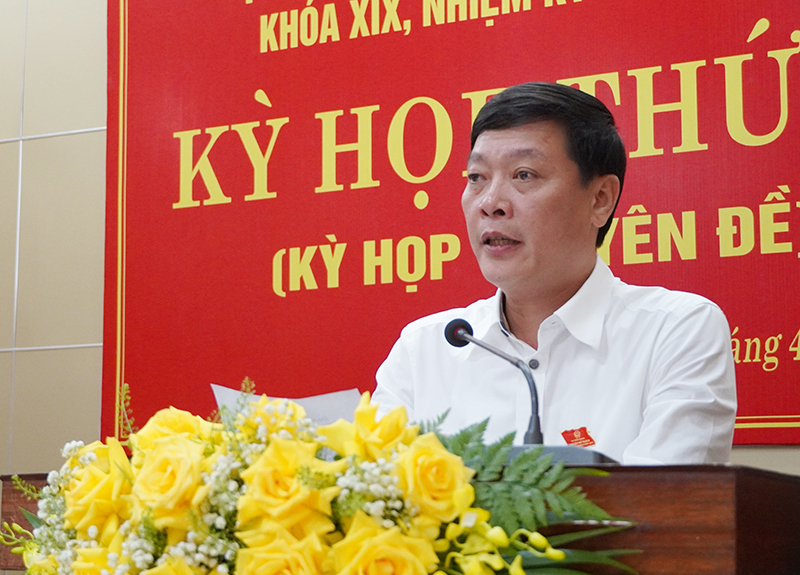 Đồng chí Nguyễn Ngọc Tuấn phát biểu nhận nhiệm vụ.
