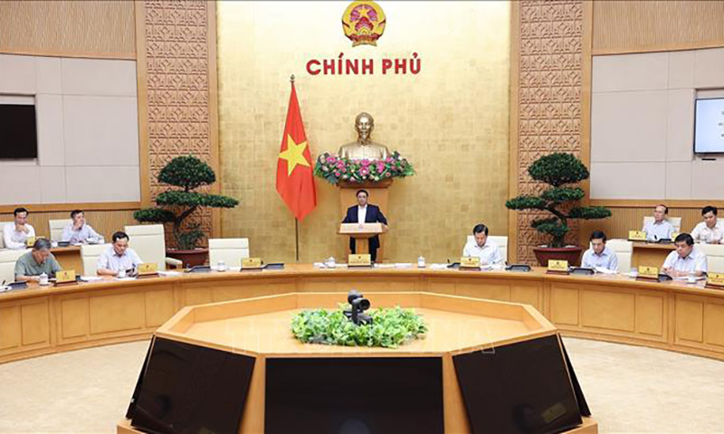  Thủ tướng Phạm Minh Chính chủ trì phiên họp Chính phủ thường kỳ tháng 4 năm 2024. Ảnh: Dương Giang/TTXVN