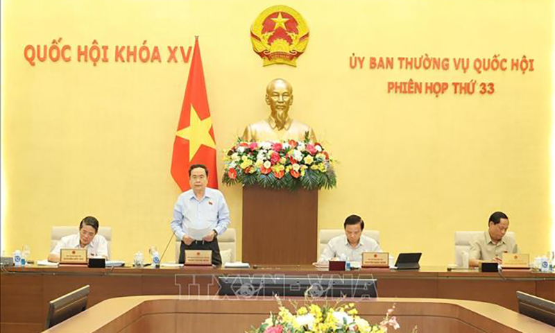 Phiên họp thứ 33 của Ủy ban Thường vụ Quốc hội khóa XV. Ảnh: Nhan Sáng/TTXVN