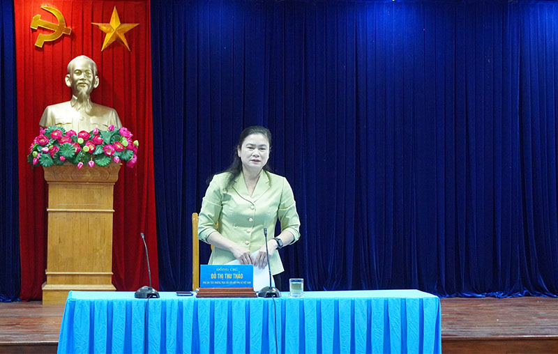 Đồng chí Phó Chủ tịch Thường trực Hội LHPN Việt Nam Đỗ Thị Thu Thảo phát biểu tại buổi làm việc.