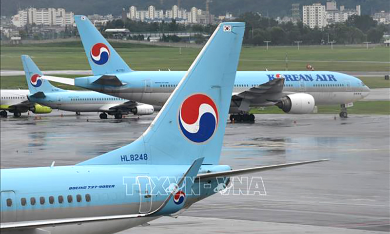 Máy bay của hãng hàng không Korean Air tại sân bay Gimpo ở Seoul, Hàn Quốc. ảnh: AFP/TTXVN