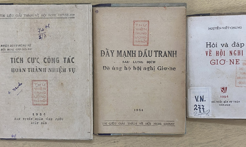 Những cuốn sách viết về hội nghị Genève xuất bản năm 1954 mà bạn đọc có thể tham khảo tại Thư viện Quốc gia Việt Nam.