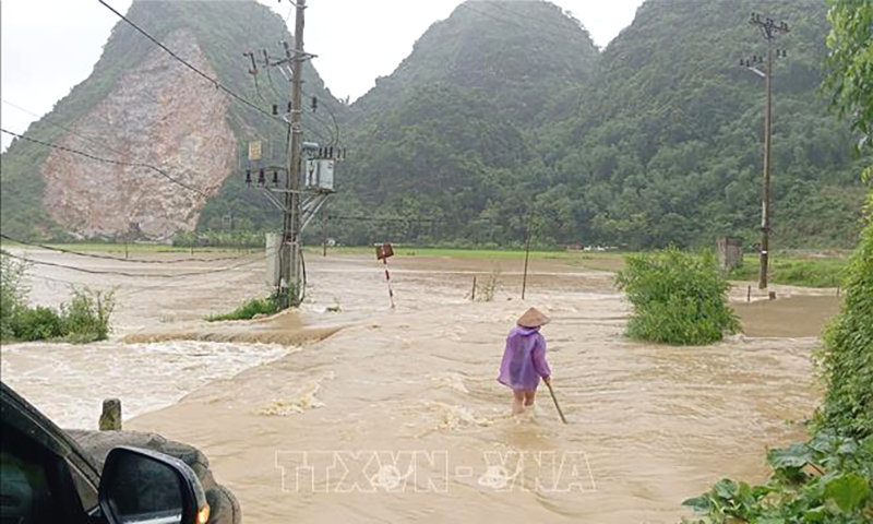 Mưa lớn gây ngập lụt tại huyện Bình Gia, tỉnh Lạng Sơn (ngày 30/7/2024). Ảnh: Anh Tuấn/TTXVN