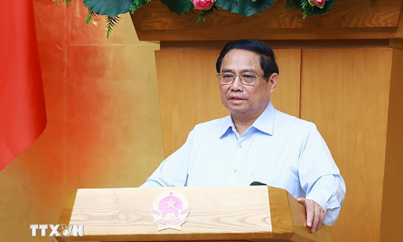 Thủ tướng Phạm Minh Chính chủ trì phiên họp Chính phủ chuyên đề về xây dựng pháp luật tháng 9/2024. (Ảnh: Dương Giang/TTXVN)