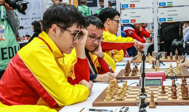 Tuyển nam cờ vua Việt Nam hết cơ hội giành huy chương tại Olympiad 2024. Ảnh: FIDE