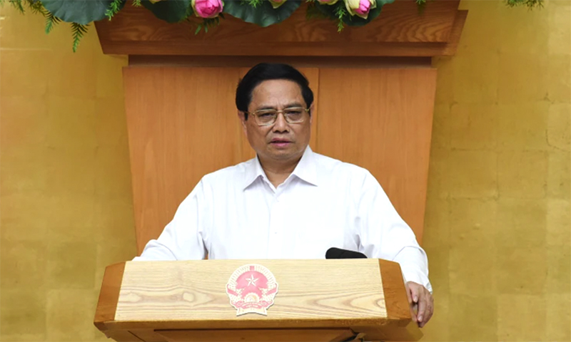 Thủ tướng Phạm Minh Chính phát biểu ý kiến tại phiên họp. (Ảnh: Trần Hải)