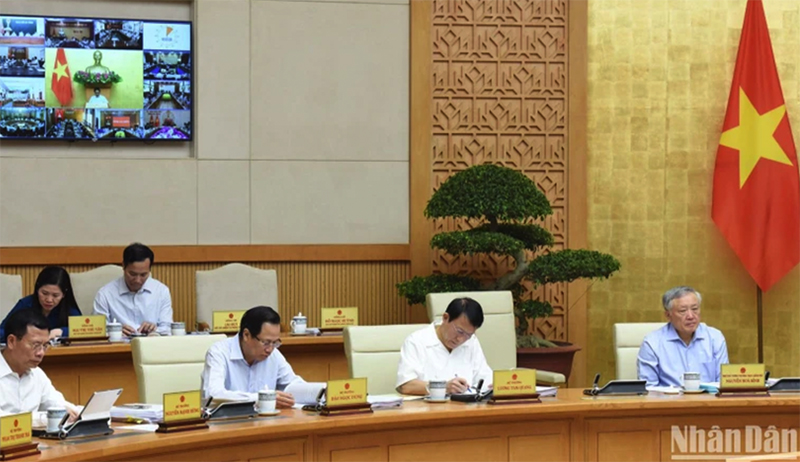 Các thành viên Chính phủ tham dự phiên họp. (Ảnh: Trần Hải)