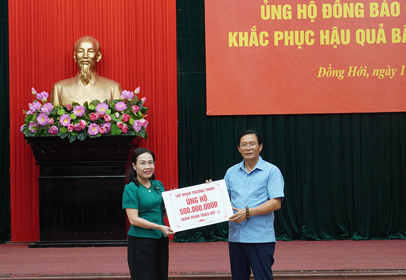 Hưởng ứng lời kêu gọi của Ủy ban MTTQVN tỉnh, Công ty CP Tập đoàn Trường Thịnh ủng hộ các tỉnh phía Bắc khắc phục thiệt hại bão số 3. 
