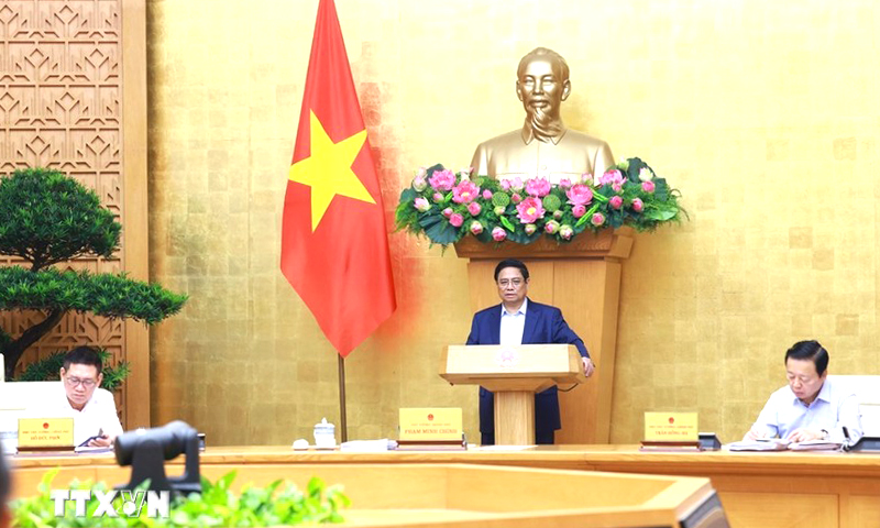Thủ tướng Phạm Minh Chính chủ trì phiên họp Chính phủ thường kỳ tháng 10/2024. (Ảnh: Dương Giang/TTXVN)