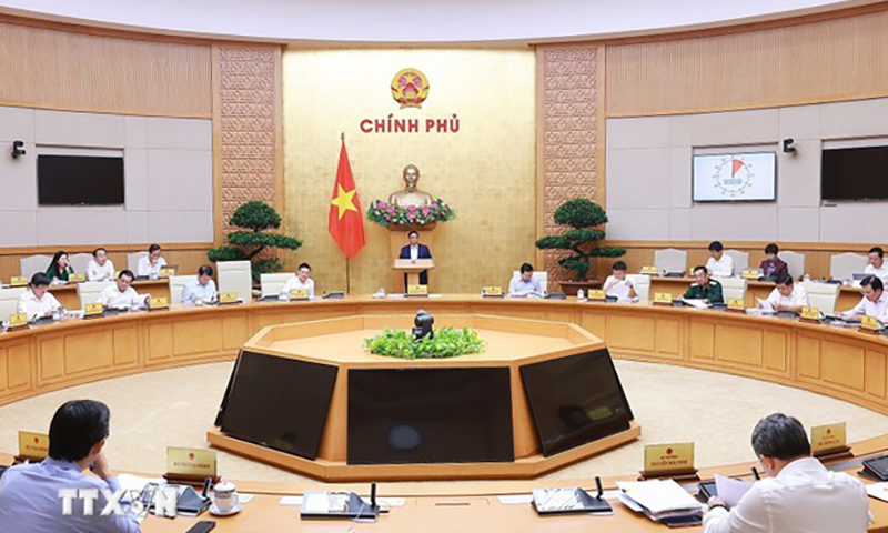 Thủ tướng Phạm Minh Chính chủ trì phiên họp Chính phủ thường kỳ tháng 10/2024. (Ảnh: Dương Giang/TTXVN)