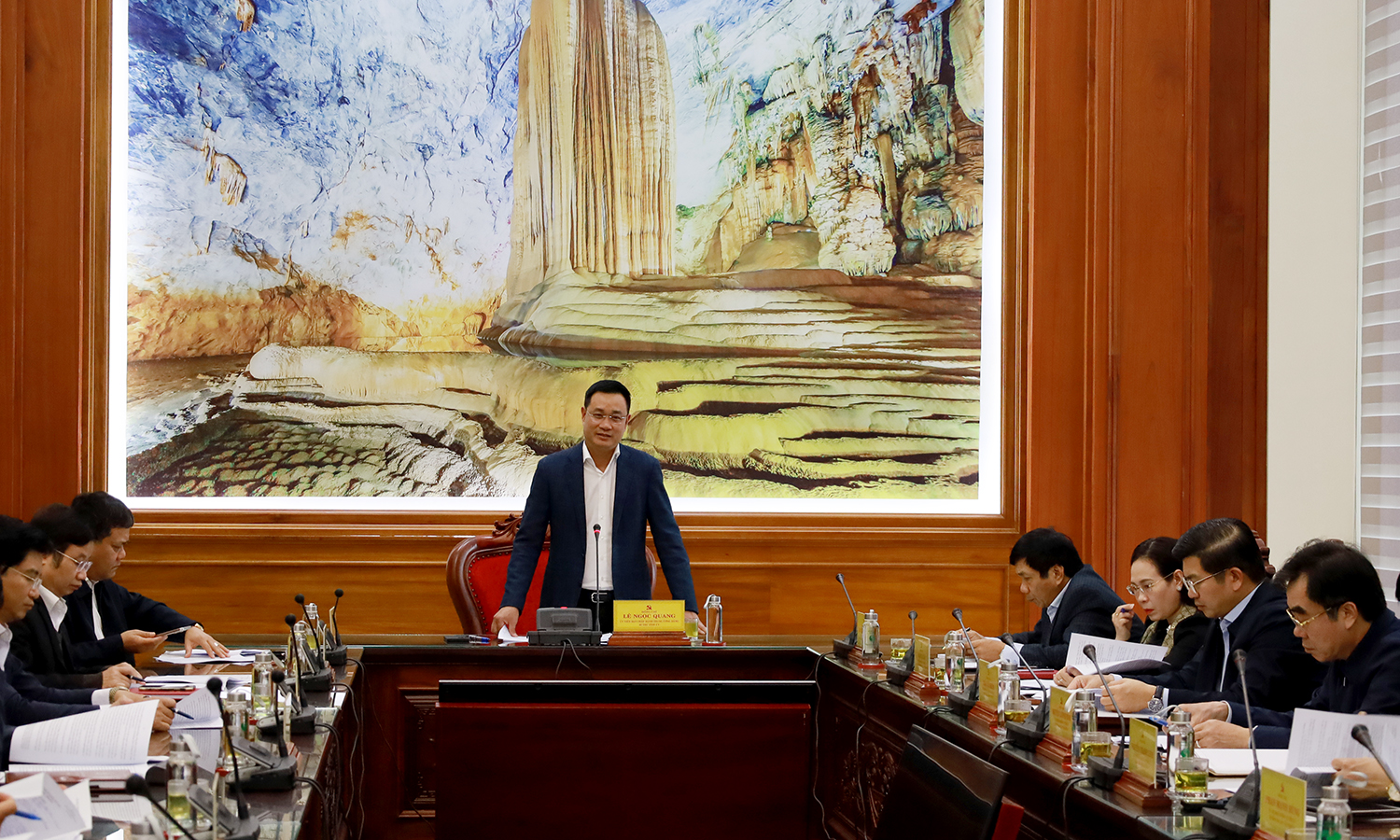 Đồng chí Bí thư Tỉnh ủy Lê Ngọc Quang phát biểu tại hội nghị.