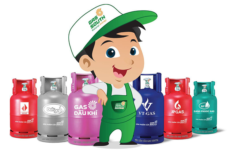 Các nhãn hiệu gas bình của Gas South.