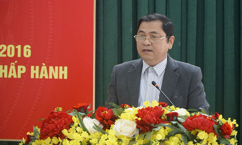 Hội Nông dân huyện Quảng Ninh tham luận tại hội nghị.
