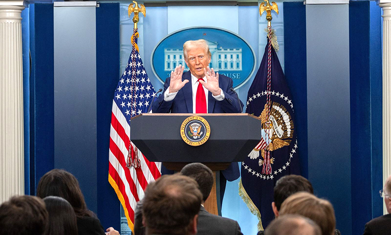 Tổng thống Mỹ Donald Trump phát biểu tại cuộc họp báo ở Nhà Trắng, Washington, D.C. Ảnh: THX/TTXVN
