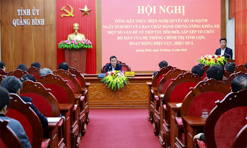 Đồng chí Bí thư Tỉnh ủy Lê Ngọc Quang chủ trì hội nghị tổng kết thực hiện Nghị quyết số 18-NQ/TW. Ảnh: Minh Văn