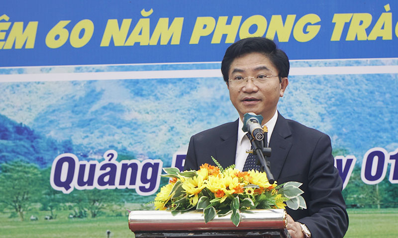 Đồng chí Trưởng ban Tuyên giáo và Dân vận Tỉnh ủy, Trương An Ninh phát biểu tại buổi lễ.