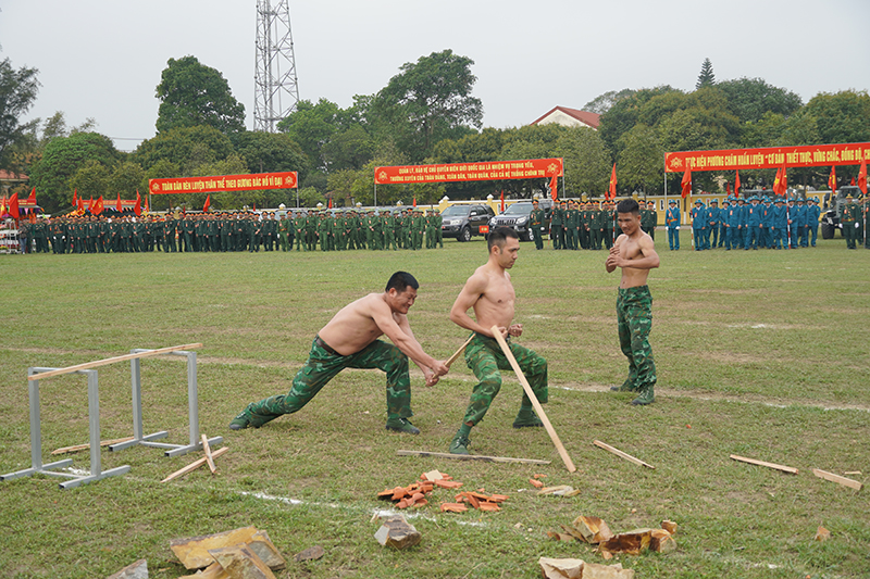 Màn biểu diễn khí công, vỡ thuật của LLVT tỉnh.