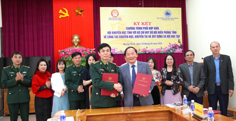 Bộ Chỉ huy Bộ đội Biên phòng tỉnh và Hội Khuyến học tỉnh tổ chức ký kết chương trình phối hợp hoạt động giai đoạn 2025-2030.