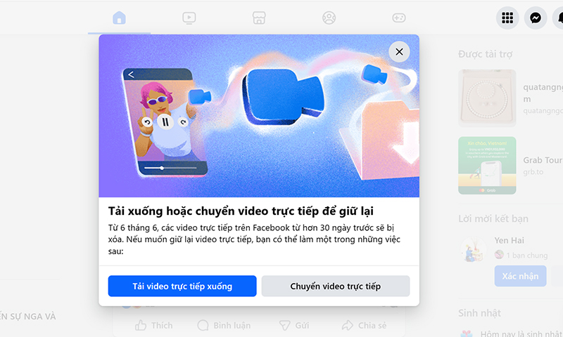Thông báo của Facebook gửi tới người dùng Việt Nam.