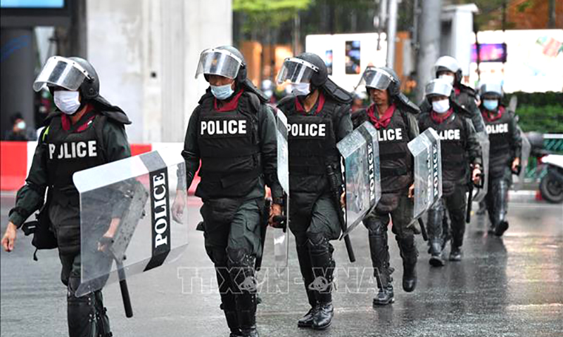 Cảnh sát được triển khai tại thủ đô Bangkok, Thái Lan. Ảnh tư liệu: AFP/TTXVN