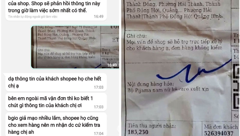 Đơn hàng của đối tượng lừa đảo có thông tin trùng khớp với đơn hàng đặt tại ứng dụng Shopee.