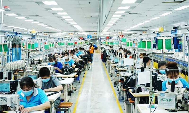 Công nhân làm việc tại nhà máy Công ty TNHH may mặc Bowker Việt Nam (Khu công nghiệp Đồng An 1, thành phố Thuận An, tỉnh Bình Dương). Ảnh: Dương Chí Tưởng/TTXVN