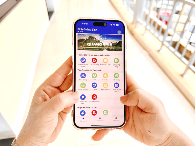 Giao diện trên ứng dụng QUANGBINH-S. 