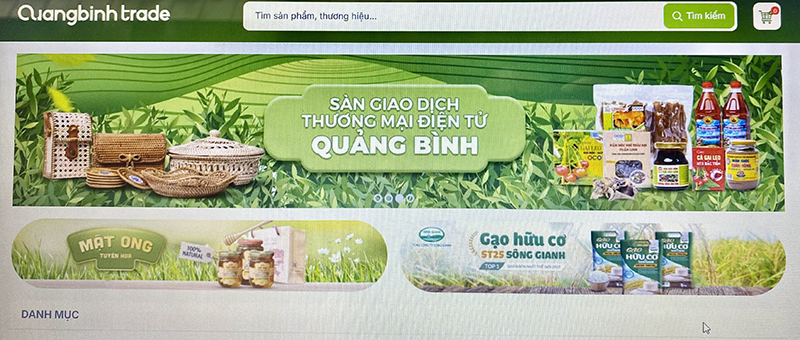 Giao diện sàn thương mại điện tử Quảng Bình.