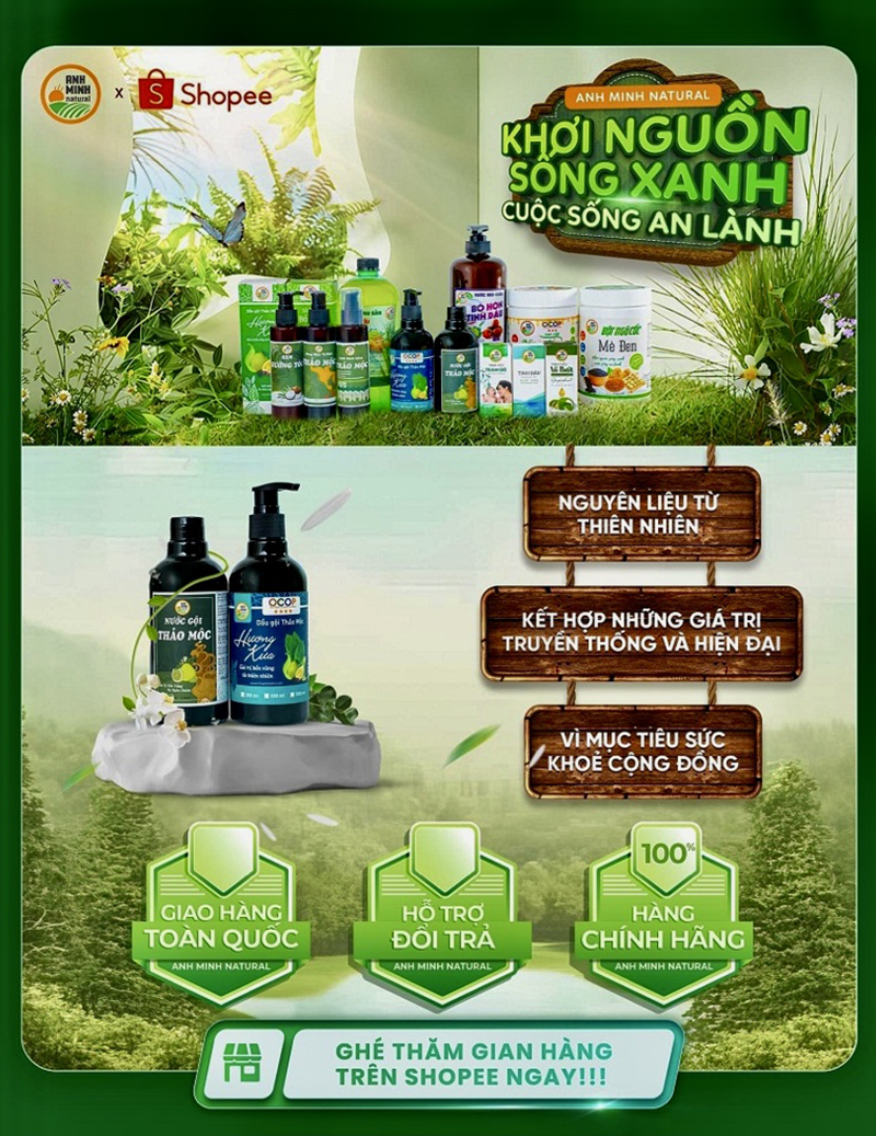 Gian hàng Việt trực tuyến” trên sàn thương mại điện tử Shopee của HTX Sản xuất kinh doanh dịch vụ nông nghiệp tổng hợp Anh Minh.