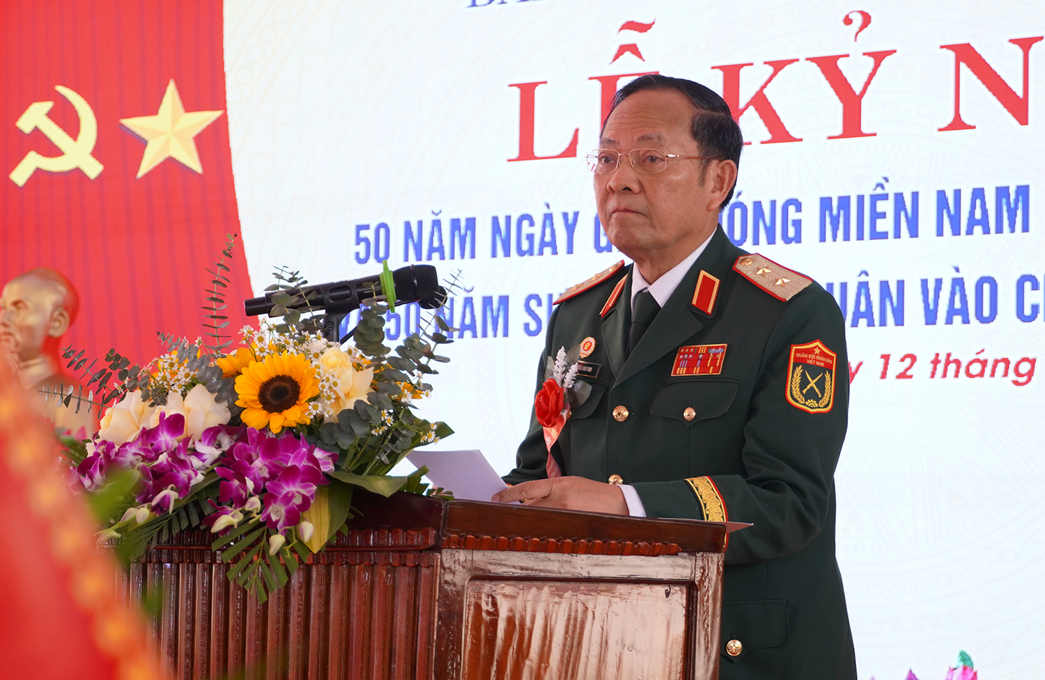 Thường trực Ban Liên lạc cựu chiến binh Sư đoàn 341 phát biểu tại buổi lễ.