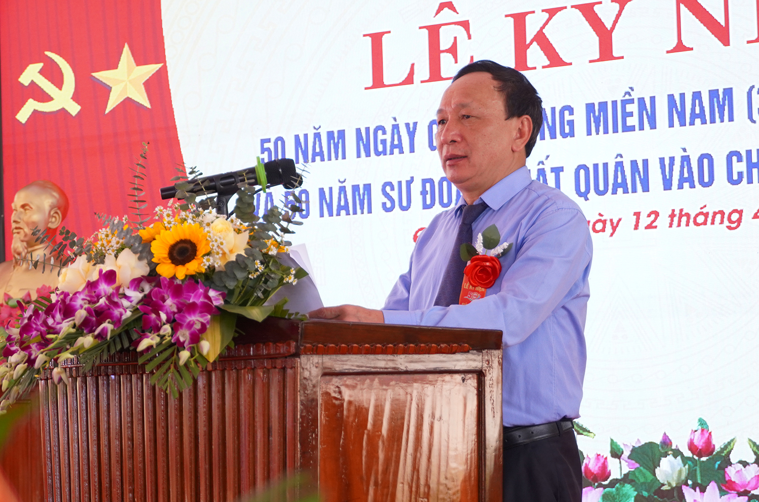 Đồng chí Phó Bí thư Thường trực Tỉnh ủy Trần Hải Châu phát biểu tại lễ kỷ niệm.