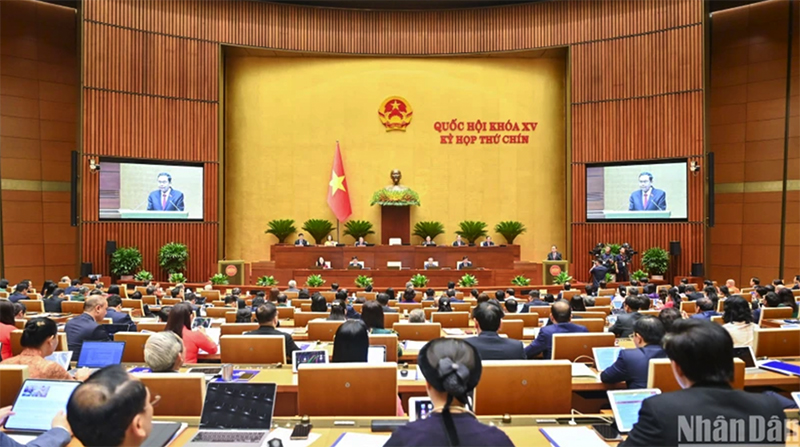 Quang cảnh phiên khai mạc kỳ họp thứ 9, Quốc hội khóa XV. (Ảnh: DUY LINH)
