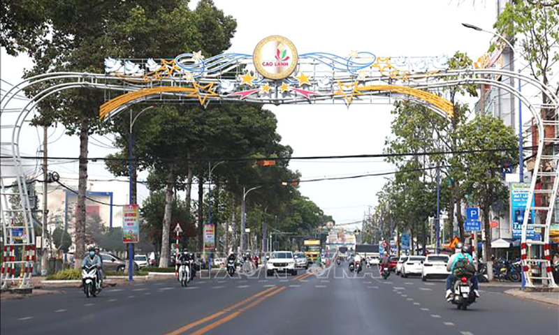 Thành phố Cao Lãnh sau khi sắp xếp dự kiến còn 3 phường Cao Lãnh, Mỹ Trà, Mỹ Ngãi. Ảnh: Hồng Đạt/TTXVN
