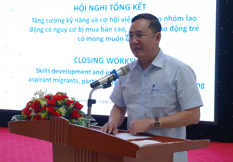 Đại diện lãnh đạo các cơ sở đào tạo nghề phát biểu tại hội nghị.