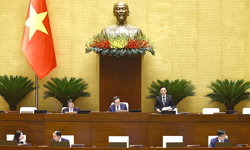 Phó Chủ tịch Quốc hội Nguyễn Khắc Định phát biểu tại phiên họp. Ảnh: Doãn Tấn/TTXVN