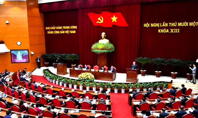 Hội nghị lần thứ 11 Ban Chấp hành Trung ương Đảng Cộng sản Việt Nam khóa XIII đã quyết nghị nhiều vấn đề hệ trọng đối với sự phát triển đất nước trong kỷ nguyên mới. (Ảnh: ĐĂNG KHOA)